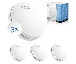 ALPENLUFT Detector de Humo Inalámbrico en Red 10 Años Batería, Alarma de Humo y Detector de Calor 2en1, Alarma de Incendios, Detector de Incendios, Sin Taladrar, Sin LED Intermitente (Set con 3)