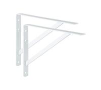 ALPENSTAHL Athena - Consola de Carga Pesada, 2 Unidades, Ángulo de Pared, Profundidad 600 mm, Color Blanco, Capacidad 300 kg, Soporte de Estantería de Acero
