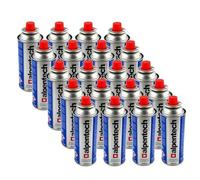 Alpentech - Pack de 20 cartuchos de gas Butano de 250 g - Clipsables antifugas (TUV/UN2037) - Usos: Hornillo, camping, soplete, linterna y deshierbe.