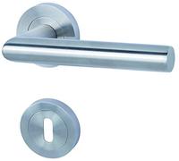 Alpertec 88024900C Herraje Solid 9-R Cromado/Acero Inoxidable Satinado. BB-Manilla para Puertas de Habitaciones