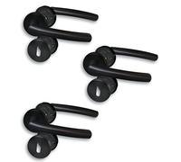 Alpertec Rosette II - Juego de 3 accesorios de puerta de acero inoxidable negro para 3 puertas de habitación con agujero de bloqueo Cliprosette diámetro 52 mm manija de puerta