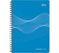 Alpha Edition - Agenda semanal (tapa de polipropileno, 2023, formato A5, encuadernación con anillas, 1 semana en 2 páginas, 128 páginas), color azul