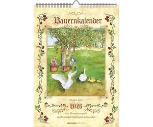 Alpha Edition - Calendario de agricultores 2026 - Calendario de pared 23,7 × 34 cm con pronósticos meteorológicos diarios, reglas de agricultores, calendario en alemán, calendario de imágenes