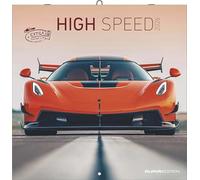 Alpha Edition - Calendario de alta velocidad 2026 - Calendario de folletos de 30 x 30 cm, con 12 diseños de coches de lujo, calendario en 6 idiomas e información adicional, calendario de pared con