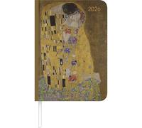 Alpha Edition - Lady Journal Klimt 2026 - Agenda de bolsillo A6 (11 x 15 cm) con vista mensual y sección de notas, elegante agenda para amantes del arte, escuela y trabajo