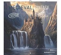 Alpha Edition - Medieval Fantasy 2026 - Calendario de pared de 30 x 30 cm con motivos medievales y fantásticos, calendario de folletos en 6 idiomas para fanáticos medievales, jugadores de rol y