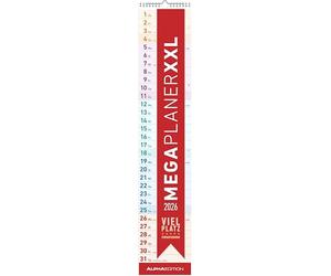 Alpha Edition - Megaplaner XXL 2026 - Calendario de rayas de 18 x 85 cm con mucho espacio para notas y fechas de vacaciones, planificador de pared extragrande y calendario de cocina para el hogar, la