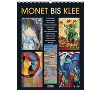 Alpha Edition - Monet to Klee 2026 - Calendario artístico de 42 × 56 cm con obras maestras de Monet, Klee, Marc & Macke - Calendario decorativo de pared para amantes del arte