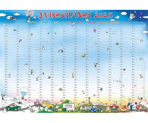 Alpha Edition - Planificador anual Happy XL 2025, 100 x 70 cm, calendario con resumen anual, ilustraciones amorosas de Silke Leskien y calendario alemán: by Silke Leskien