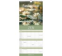 Alpha Edition - Zen 2026 - Calendario familiar 19,5x45 cm - 5 columnas para citas - Planificador de pared con festivos (DE/AT/CH) - 4 idiomas - Con fotografías naturales - Mucho espacio para