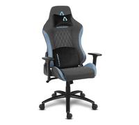 Alpha Gamer Gaia - Silla Gaming en Tela, Ergonómica, Reposabrazos Ajustables, Cojín Cervical removible con imán, Cojín Lumbar con Espuma viscoelástica, Base de Metal, 150KG - Gris Oscuro y Azul
