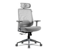 Alpha Gamer Stella - Silla de Oficina ergonómica, Cervical Ajustable, Respaldo en Malla, Transpirable, Reposabrazos 3D Ajustable y Soporte Lumbar Ajustable, 120kg - Gris