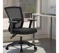 ALPHA HOME Silla de oficina ergonómica de malla para el hogar, silla de escritorio con respaldo medio, silla de trabajo de computadora con malla transpirable y reposabrazos ajustables, oficina en casa
