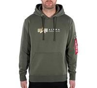 Alpha Industries Alpha Label - Sudadera con Capucha para Hombre, Color, Verde Oliva Oscuro, XXXL