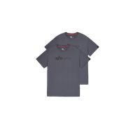 Alpha Industries Alpha Label T-Shirt 2 Pack Camisetas Talla L - Gris oscuro/Negro