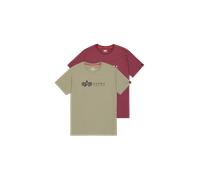 Alpha Industries Alpha Label T-Shirt 2 Pack Camisetas Talla L - Oliva/Burdeos