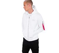 ALPHA INDUSTRIES Back Print Zip Sudadera, Blanco (White-09), L para Hombre