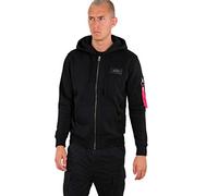 ALPHA INDUSTRIES Back Print Zip Sudadera, Negro (Black-03), XS para Hombre