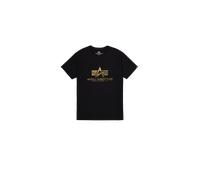 Alpha Industries Basic Big Logo Foil Print T-Shirt Camisetas Talla L - Negro/Amarillo