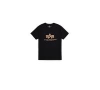 Alpha Industries Basic Big Logo Foil Print T-Shirt Camisetas Talla S - Negro/Oro