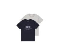 Alpha Industries Basic Big Logo T-Shirt 2 Pack Camisetas Talla 2XL - Gris claro/Azul oscuro