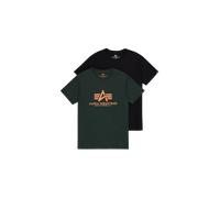 Alpha Industries Basic Big Logo T-Shirt 2 Pack Camisetas Talla 2XL - Negro/Petróleo oscuro