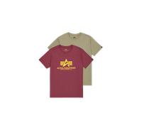 Alpha Industries Basic Big Logo T-Shirt 2 Pack Camisetas Talla 2XL - Oliva/Burdeos