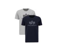 Alpha Industries Basic Big Logo T-Shirt 2 Pack Camisetas Talla S - Gris claro/Azul oscuro