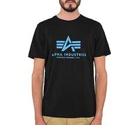 ALPHA INDUSTRIES Basic Camiseta, Hombre, Negro (Black/Blue - 93), 3XL