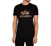 ALPHA INDUSTRIES Basic Camiseta, Negro (Black/Gold-365), XL para Hombre