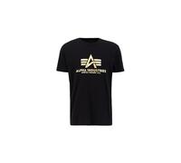 ALPHA INDUSTRIES Basic Foil Print Camiseta, Negro (Black/Yellow Gold-583), L para Hombre