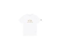 Alpha Industries Basic Mid Logo TPU T-Shirt Camisetas Talla M - Oro/Blanco