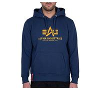 ALPHA INDUSTRIES Basic Sudadera con Capucha, Hombre, Azul (New Navy/Wheat - 463), M