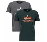 ALPHA INDUSTRIES Basic T 2 Pack 662-grey Black/Dark Petrol Talla XL