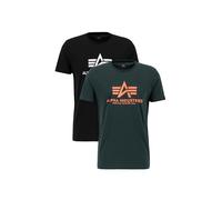 ALPHA INDUSTRIES Basic T 2 Pack 663-black/dark Petrol Talla M