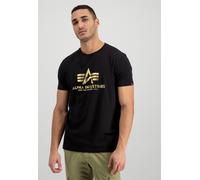 Alpha Industries Basic T-Shirt Foil Print Negro/Amarillo Oro XL