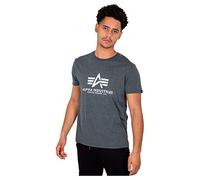 ALPHA INDUSTRIES Basic T-Shirt para Hombre, Talla XS, Color Charcoal Heather/White