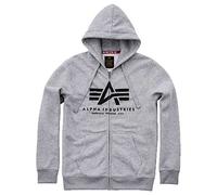 Alpha Industries Basic Zip Sudadera, Hombre, Gris (Grey Heather - 17), L