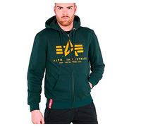 ALPHA INDUSTRIES Basic Zip Sudadera, Verde (Dark Green-257), S para Hombre