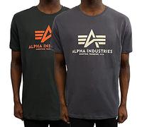 Alpha Industries Camiseta de Hombre Basic T 2 Pack Grey Black/Dark Petrol