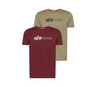 Alpha Industries Alpha Label T-Shirt 2 Pack Camisetas Talla 2XL - Oliva/Burdeos