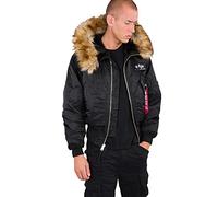 Alpha Industries Chaqueta Bomber con Capucha 45P para Hombre Bombardero y Vuelo, Black, L