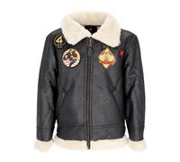 Alpha Industries - Chaqueta de cuero ecológico estilo aviador con piel - Jackets - Hombre - Negro - M -