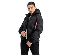 Alpha Industries Chaqueta de invierno Hooded Logo Puffer para mujer Black