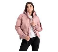 Alpha Industries Chaqueta de invierno Hooded Logo Puffer para mujer Silver Pink