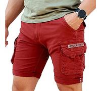 ALPHA INDUSTRIES Crew Short Patch para Hombre, Talla 36, Color Red