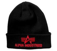 ALPHA INDUSTRIES Gorro 3D, Color Negro y Rojo