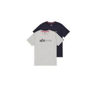 Alpha Industries Label Print T-Shirt 2 Pack Camisetas Talla L - Gris claro/Azul oscuro