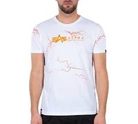 ALPHA INDUSTRIES Lightning AOP T Camiseta, Blanco (White/Orange-91), S para Hombre
