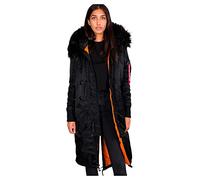 ALPHA INDUSTRIES Long Fishtail Chaqueta, Negro (Black-03), XL para Mujer